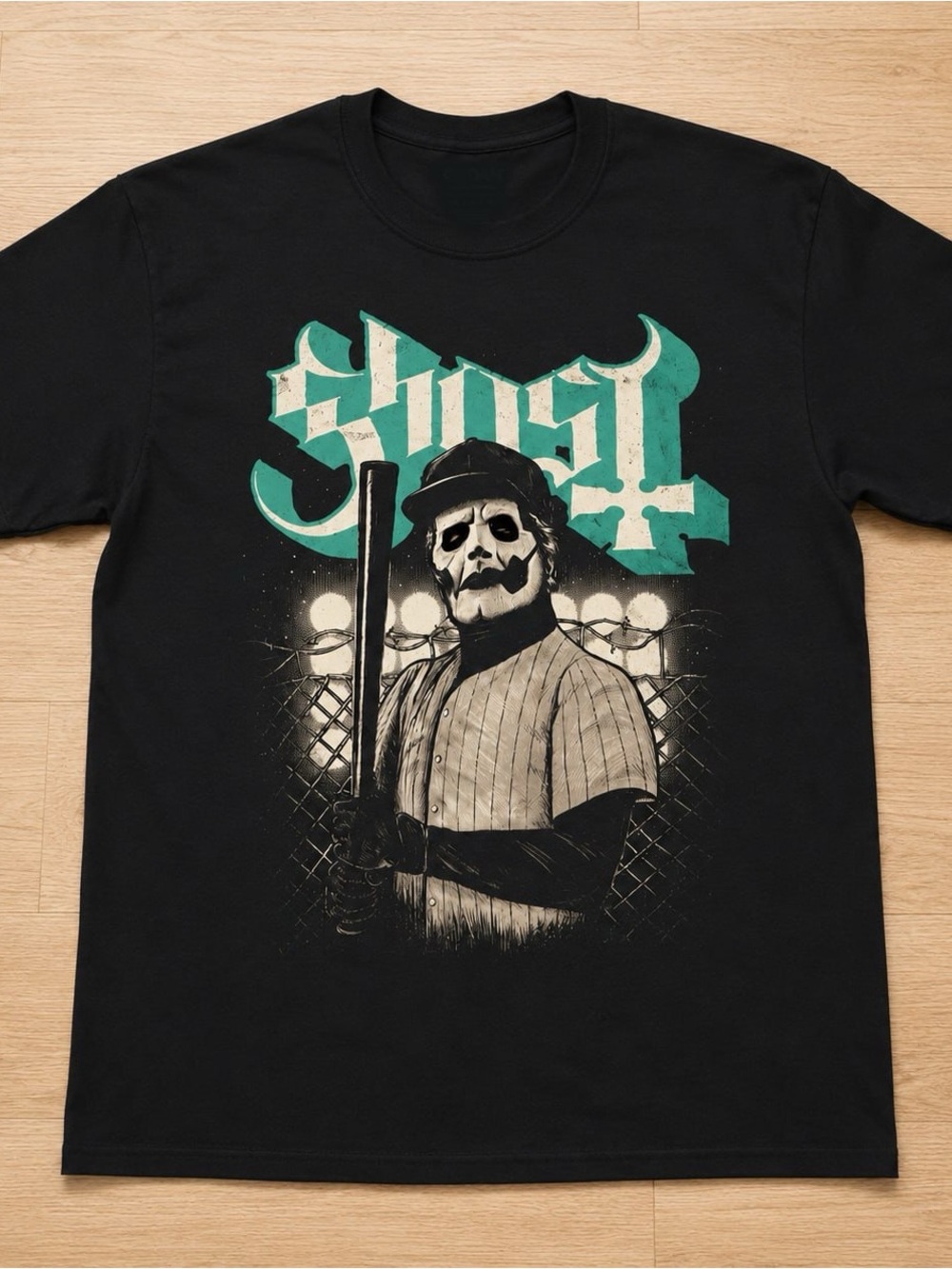 Ghost Band Black Graphic Baseball Tee